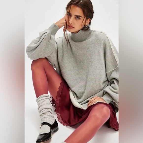 NWT Free People We the Free S Wonderful Pullover in Grey Heather New Tunic $128 - Picture 3 of 7